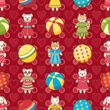 Çocuk oyuncak seamless modeli. Kartpostal, afiş, el ilanı için tasarım öğesi