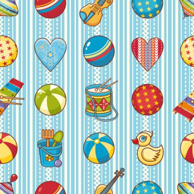 Çocuk oyuncak seamless modeli. Kartpostal, afiş, el ilanı için tasarım öğesi