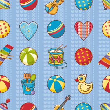 Çocuk oyuncak seamless modeli. Kartpostal, afiş, el ilanı için tasarım öğesi