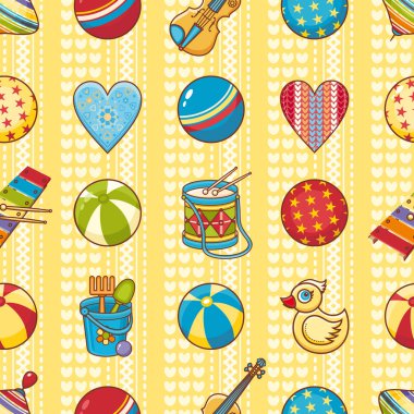 Çocuk oyuncak seamless modeli. Kartpostal, afiş, el ilanı için tasarım öğesi