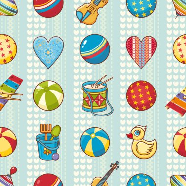 Çocuk oyuncak seamless modeli. Kartpostal, afiş, el ilanı için tasarım öğesi