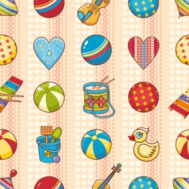 Çocuk oyuncak seamless modeli. Kartpostal, afiş, el ilanı için tasarım öğesi