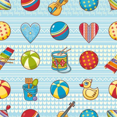 Çocuk oyuncak seamless modeli. Kartpostal, afiş, el ilanı için tasarım öğesi