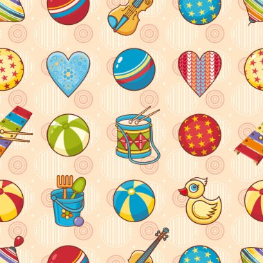 Çocuk oyuncak seamless modeli. Kartpostal, afiş, el ilanı için tasarım öğesi