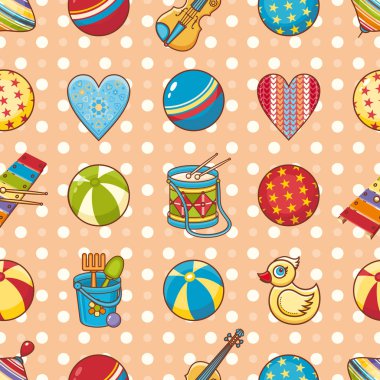 Çocuk oyuncak seamless modeli. Kartpostal, afiş, el ilanı için tasarım öğesi