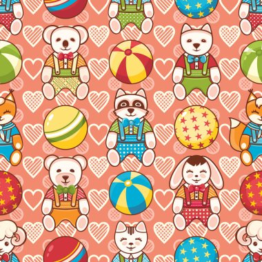 Çocuk oyuncak seamless modeli. Kartpostal, afiş, el ilanı için tasarım öğesi