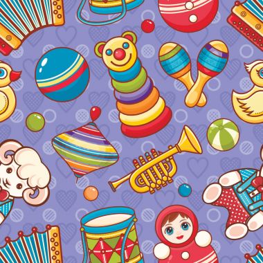 Çocuk oyuncak seamless modeli. Kartpostal, afiş, el ilanı için tasarım öğesi