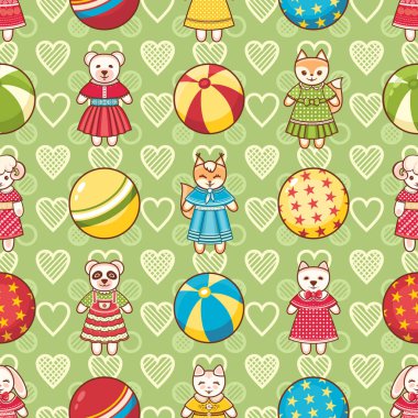 Çocuk oyuncak seamless modeli. Kartpostal, afiş, el ilanı için tasarım öğesi