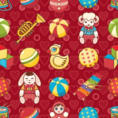 Çocuk oyuncak seamless modeli. Kartpostal, afiş, el ilanı için tasarım öğesi