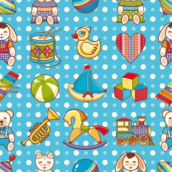 Nahtloses Muster für Kinderspielzeug. Designelement für Postkarte, Banner, Flyer — Stockvektor