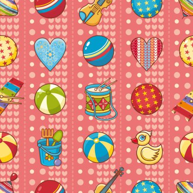 Çocuk oyuncak seamless modeli. Kartpostal, afiş, el ilanı için tasarım öğesi