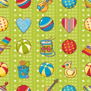 Çocuk oyuncak seamless modeli. Kartpostal, afiş, el ilanı için tasarım öğesi