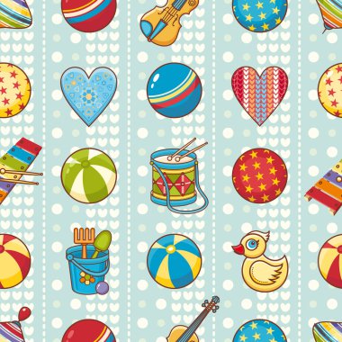 Çocuk oyuncak seamless modeli. Kartpostal, afiş, el ilanı için tasarım öğesi