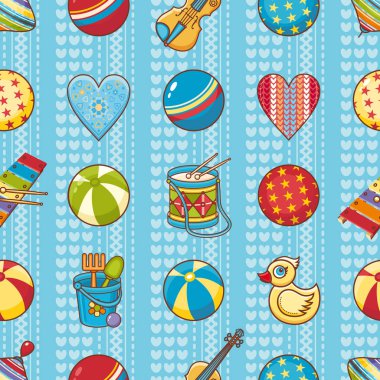 Çocuk oyuncak seamless modeli. Kartpostal, afiş, el ilanı için tasarım öğesi