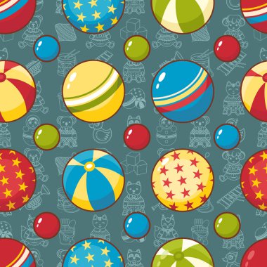 Çocuk oyuncak seamless modeli. Kartpostal, afiş, el ilanı için tasarım öğesi