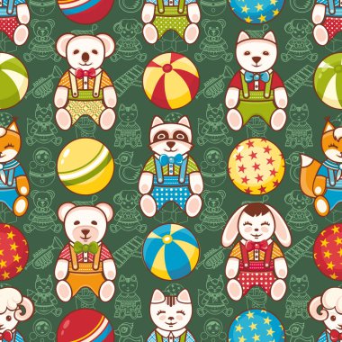 Çocuk oyuncak seamless modeli. Kartpostal, afiş, el ilanı için tasarım öğesi