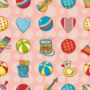 Çocuk oyuncak seamless modeli. Kartpostal, afiş, el ilanı için tasarım öğesi