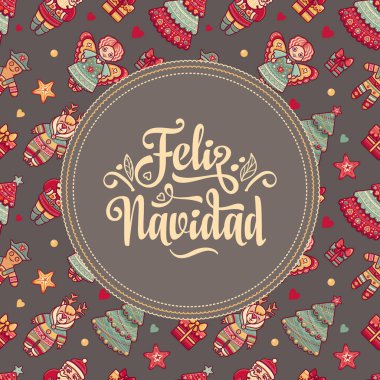 Feliz navidad. İspanyolca dil kartında Xmas.