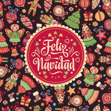 Feliz navidad. İspanyolca dil kartında Xmas.