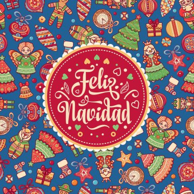 Feliz navidad. İspanyolca dil kartında Xmas.