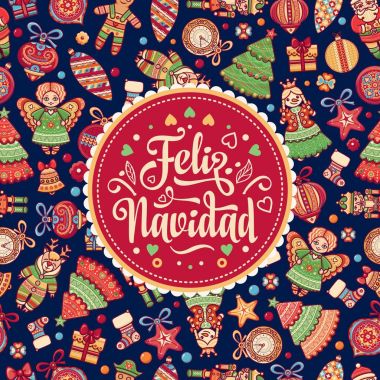 Feliz navidad. İspanyolca dil kartında Xmas.