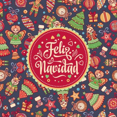 Feliz navidad. İspanyolca dil kartında Xmas.