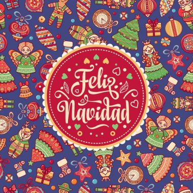 Feliz navidad. İspanyolca dil kartında Xmas.