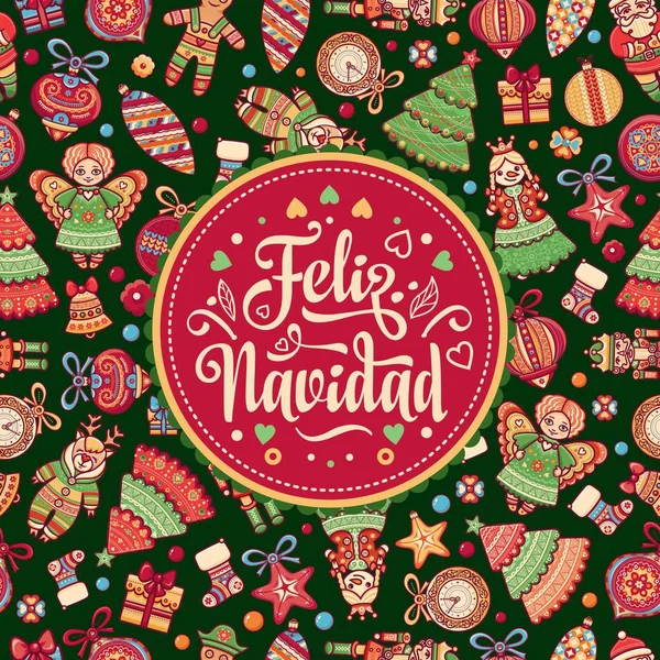 Feliz navidad. Tarjeta de Navidad en español . — Archivo Imágenes Vectoriales