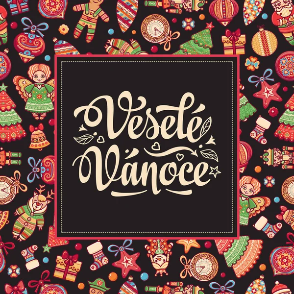 Vesele Vanoce Composición de letras Checo idioma — Vector de stock