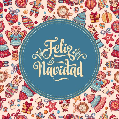 Feliz navidad. İspanyolca dil kartında Xmas