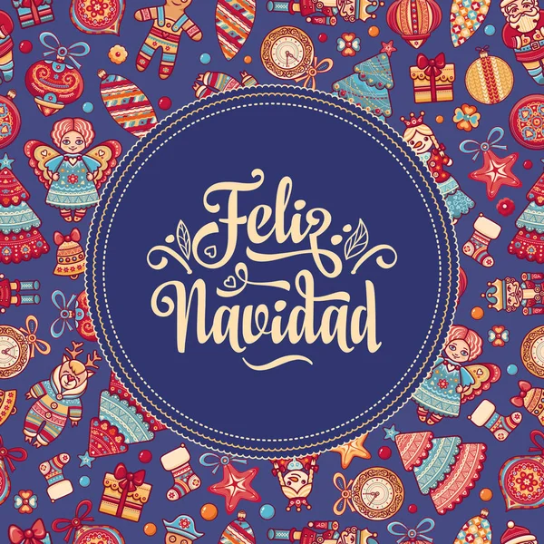 Feliz navidad. Tarjeta de Navidad en español — Archivo Imágenes Vectoriales