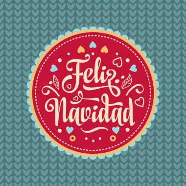 Feliz navidad. Noel kartı. İspanyolca dil