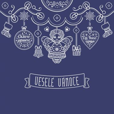 Vesele Vanoce. Vektör. Çek dili. Sıcak 
