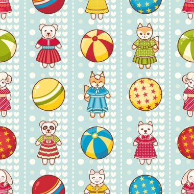 Çocuk oyuncak seamless modeli. Kartpostal, afiş, el ilanı için tasarım öğesi