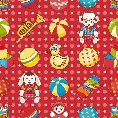 Çocuk oyuncak seamless modeli. Kartpostal, afiş, el ilanı için tasarım öğesi