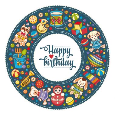Happy birthday greeting card clipart