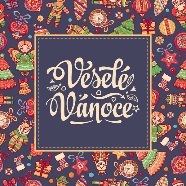 Vesele Vanoce Composición de letras Checo idioma — Vector de stock