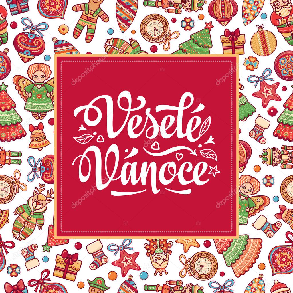 Vesele Vanoce Lettering composition Czech language