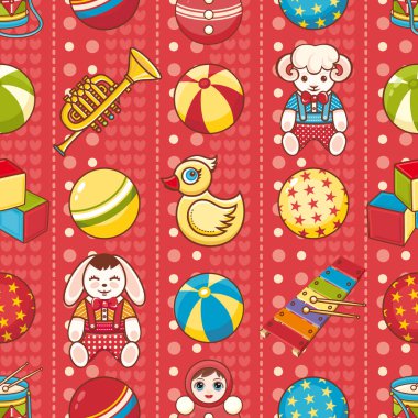 Çocuk oyuncak seamless modeli. Kartpostal, afiş, el ilanı için tasarım öğesi