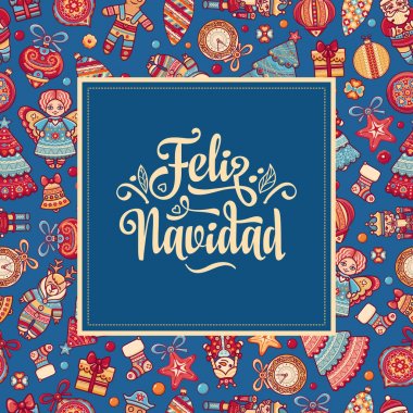 Feliz navidad. İspanyolca dil kartında Xmas