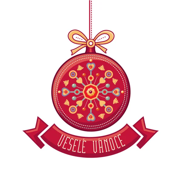 Idioma checo. Vesele Vanoce. Mensaje de Navidad . — Vector de stock