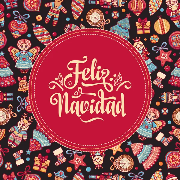 Feliz navidad. Tarjeta de Navidad en español — Archivo Imágenes Vectoriales