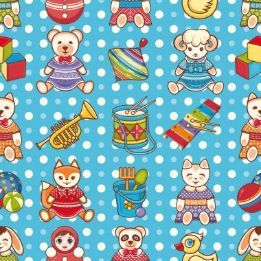 Çocuk oyuncak seamless modeli. Tasarım öğesi 