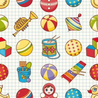 Çocuk oyuncak seamless modeli. Tasarım öğesi 