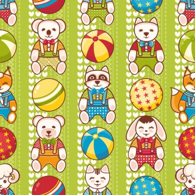 Çocuk oyuncak seamless modeli. Kartpostal, afiş, el ilanı için tasarım öğesi