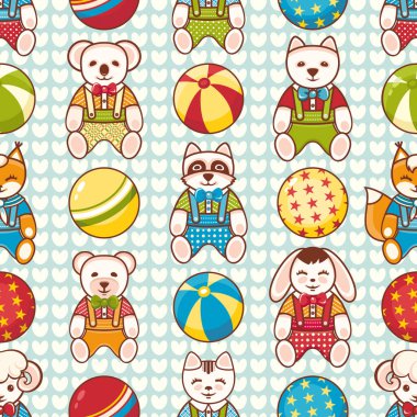 Çocuk oyuncak seamless modeli. Kartpostal, afiş, el ilanı için tasarım öğesi