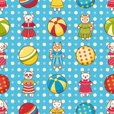 Çocuk oyuncak seamless modeli. Kartpostal, afiş, el ilanı için tasarım öğesi