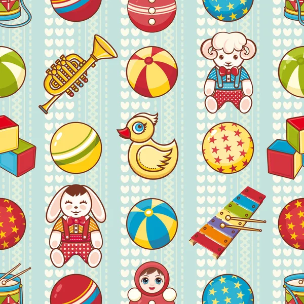 Kind speelgoed naadloze patroon. Ontwerpelement voor briefkaart, banner, flyer — Stockvector