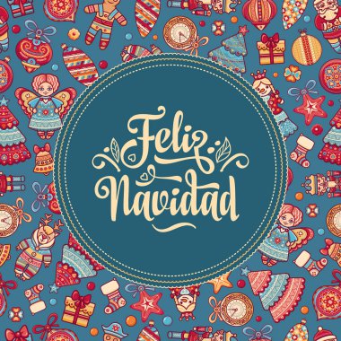 Feliz navidad. İspanyolca dil kartında Xmas