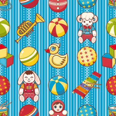 Çocuk oyuncak seamless modeli. Kartpostal, afiş, el ilanı için tasarım öğesi